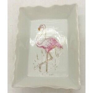 Vintage Faust Heirlooms  Ceramic Pink Flamingo 4.5" Trinket Dish